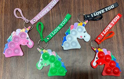 Tera13 Unicorn Key Ring Key Ring Pop It ,Push Pop Bubble Fidget (Pack of 2 for Girls) Key Chain
