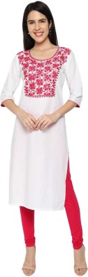 AL AFREEN COLLECTION Women Embroidered Straight Kurta(White)