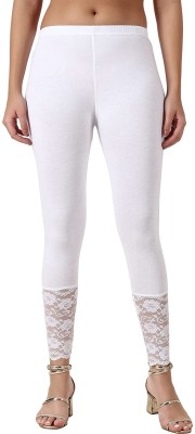 Phase of Trend Ankle Length  Western Wear Legging(White, Solid)