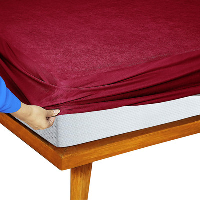 BUBLEE Elastic Strap King Size Breathable, Stretchable, Waterproof Mattress Cover(Maroon)