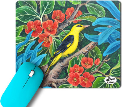 Raavi colors Bird Printed Non-Slippery Rubber base Rectangle Non Slip Base Mousepad(Multicolor)