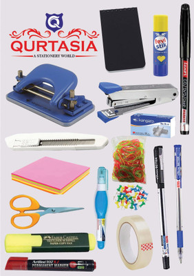 QURTASIA All in One17 Items Stationery Combo for Office, Home and School use | Home & Office Set(Multicolor)