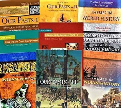 Set Of 9 History NCERT Books : 1. Our Past-1 -Class- 6 2. Our Past-2 -Class- 7 3. Our Past-3- Class- 8 4. INDIA AND THE CONTEMPORARY WORLD-1 -Class- 9 5. INDIA AND THE CONTEMPORARY WORLD-2- Class- 10 6. Themes In World History -Class- 11 7. Themes In Indian History Part 1 -Class -12 8. Themes In Ind