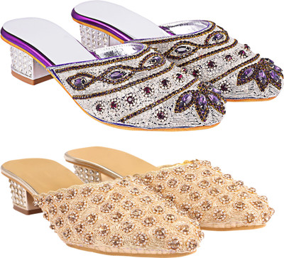 Zionk Women Heels(Purple , 13)