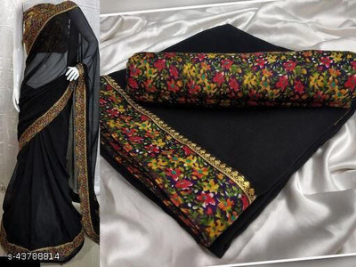 DRIZOMIZ Self Design Bollywood Georgette Saree(Black)