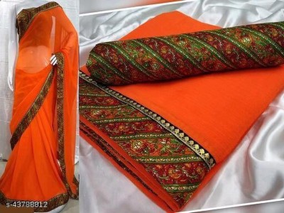 DRIZOMIZ Self Design Bollywood Georgette Saree(Orange)