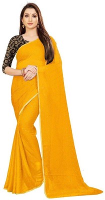 AVOJEE Woven Banarasi Chiffon Saree(Yellow)