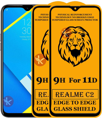 Kreatick Edge To Edge Tempered Glass for REALME-C2(Pack of 2)