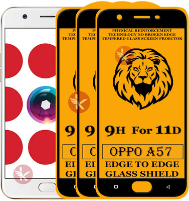 Kreatick Tempered Glass Guard for OPPO-A57 Edge to Edge Tempered Glass(Pack of 3)