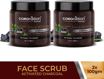 COROnation Herbal Activated Charcoal Face Scrub - Pack of 2 Scrub(200 g)