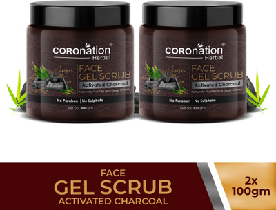 COROnation Herbal Activated Charcoal Face Gel Scrub - Pack of 2 Scrub(200 g)