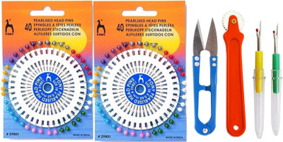 Artonezt 1Tracing Wheel + 2Seam Ripper + 1Sewing Thread Cutter +2 Pearl Head Pins Set Sewing Kit