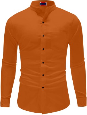 Heeva Men Solid Casual Orange Shirt