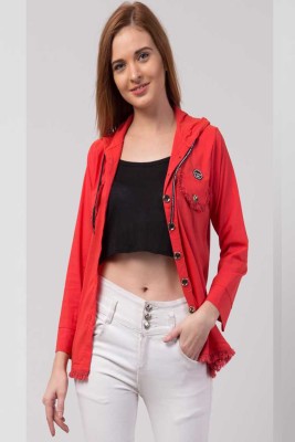 nakash Girls Solid Casual Red Shirt