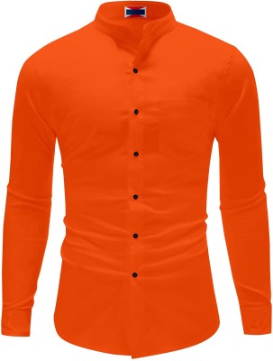 Berlin Men Solid Casual Orange Shirt