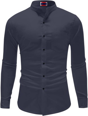 Praizy Men Solid Casual Grey Shirt