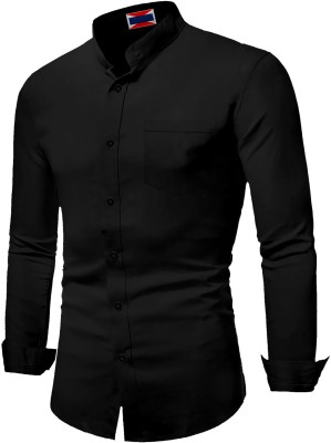 JessNX Men Ethnic Motifs Casual Black Shirt