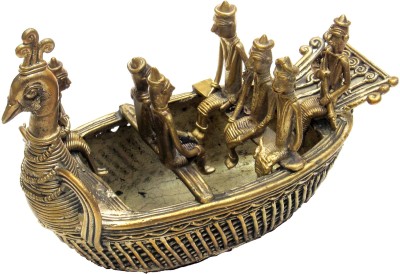 www.dhokrahandicrafts.com Dhokra Handcrafted Ancient Maritime Boat | Dhokra Home Décor Products Decorative Showpiece  -  15 cm(Brass, Gold)