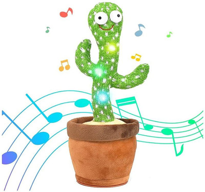 AS TRADERS MUSICAL DANCING CACTUS TOY WITH LED LIGHT AND USB PORT SUPPORT AA BATTERY.(Multicolor)