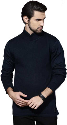 Roadster Solid Turtle Neck Casual Men Blue Sweater