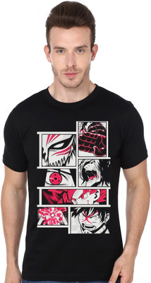 COOQUE Printed Men Round Neck Black T-Shirt