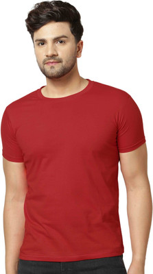 Restore Solid Men Round Neck Maroon T-Shirt