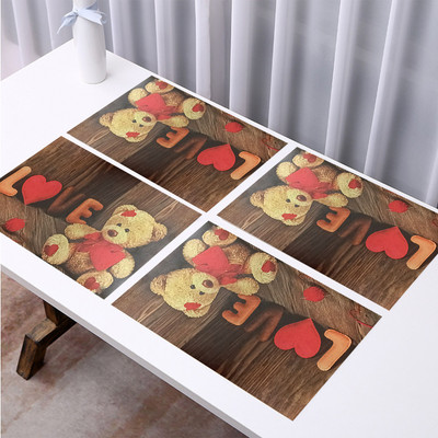 Aradent Rectangular Pack of 4 Table Placemat(Brown, PVC)