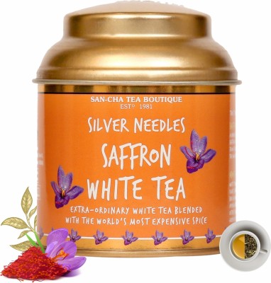 SANCHA Saffron White Tea|25gm Loose Leaf Tea Bags|Real Kesar Tea|Rich in Antioxidants| Saffron White Tea Tin(25 g)