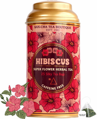 SANCHA Hibiscus Flower Tea|25 Pyramid Tea Bags| Tea for High B.P Control| Weight loss Hibiscus Herbal Tea Bags Tin(25 g)