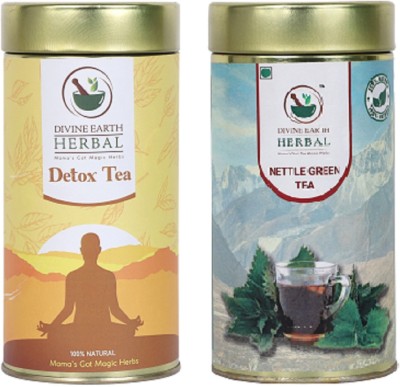 divine earth herbal Nettle Green Tea and Detox Tea Combo set Herbs Green Tea Tin(2 x 50 g)