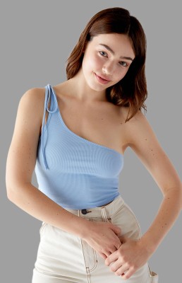 SIGHTBOMB Casual Solid Women Blue Top