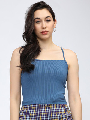Tokyo Talkies Casual Solid Women Blue Top