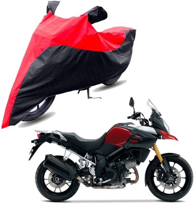 RiderShine Two Wheeler Cover for Suzuki(V Strom 1000, Black, Red)