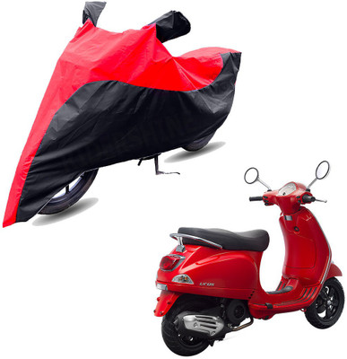 RiderShine Two Wheeler Cover for Piaggio(Vespa LX 125, Black, Red)