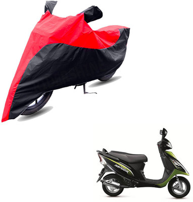 RiderShine Two Wheeler Cover for TVS(Scooty Streak, Black, Red)