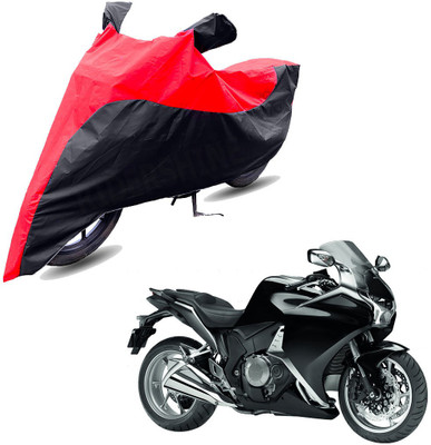 RiderShine Two Wheeler Cover for Honda(VFR 1200F, Black, Red)