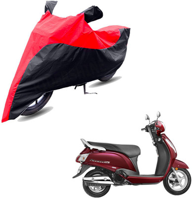 RiderShine Two Wheeler Cover for Suzuki(New Access 125, Black, Red)