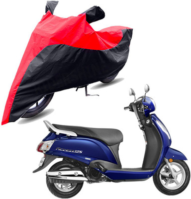 RiderShine Two Wheeler Cover for Suzuki(Access 125, Black, Red)