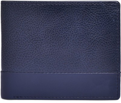 Belwaba Men Blue Genuine Leather Wallet(3 Card Slots)