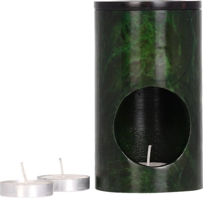 Wiselife Green Marble Soapstone Aroma Oil Diffuser Ceramic 2 - Cup Tealight Holder(Green, Pack of 1)