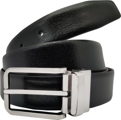 Rene Men Casual Black Genuine Leather Reversible Belt