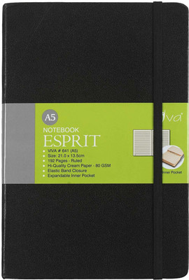 Viva Global Viva Esprit Journal Notebook 192 Pages 70 GSM Hardbound Cover A5 Notebook Ruled Pages 192 Pages(Black)