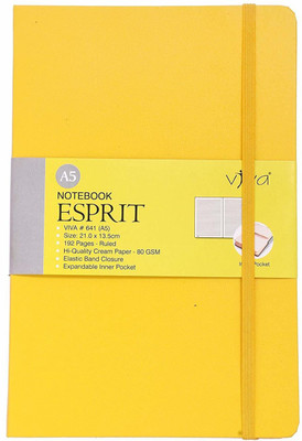 Viva Global Viva Esprit Journal Notebook 192 Pages 70 GSM Hardbound Cover A5 Notebook Ruled Pages 192 Pages(Yellow)