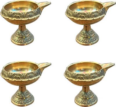 Craft World Brass (Pack of 4) Table Diya Set(Height: 2.5 inch)