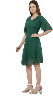PREMGARMENTS Women A-line Dark Green Knee Length Dress