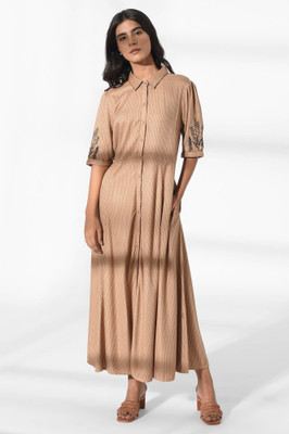 W Women A-line Brown Ankle Length Dress
