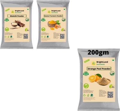 Brightland 200gm Orange peel powder , 50gm Mulethi powder , 50gm Kasturi Turmeric powder(300 g)