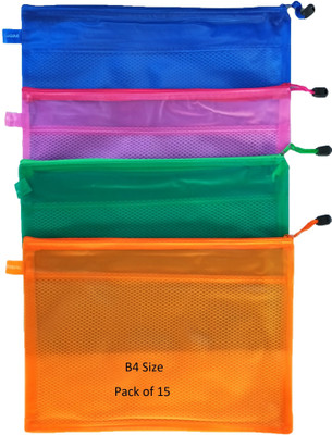 SHINING ZON Plastic Document Pouch(Set Of 15, Multicolor)