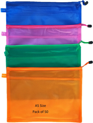SHINING ZON Plastic Document Pouch(Set Of 50, Multicolor)