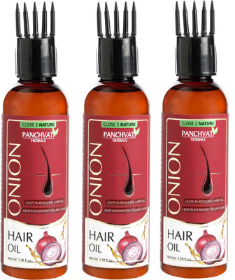 panchvati ONION OIL WITH COMB APPLICATOR- REDUCES HAIR FALL, 100ML (PACK OF 3)… Hair Oil(300 ml)